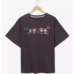 Grey Sanrio Embroidered Halloween Gray Crewneck Short Sleeved Tee